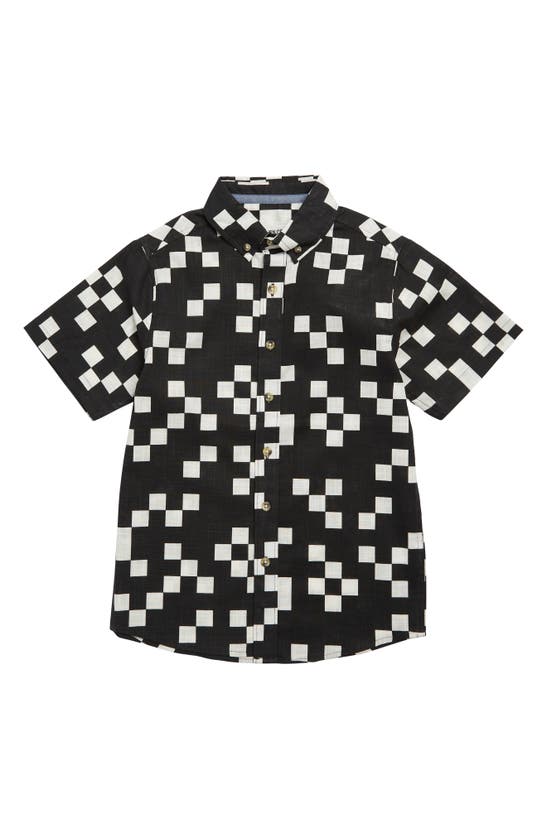 Sovereign Code Kids' Seeker Check Textured Button-down Shirt In Pixels/ Black