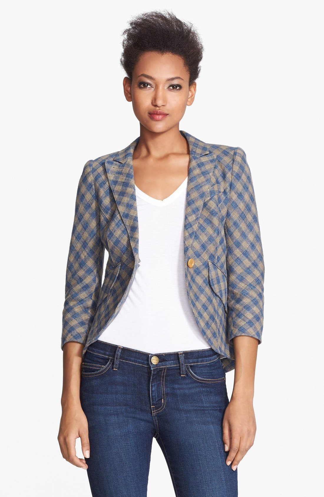 Smythe Leather Elbow Patch Check Linen Jacket Nordstrom