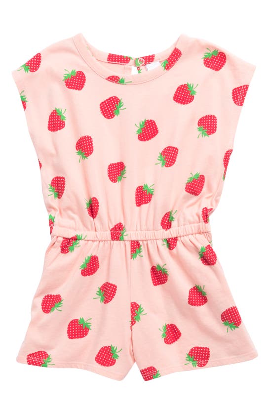 Harper Canyon Kids' Short Sleeve Romper In Pink English Strawberry Toss