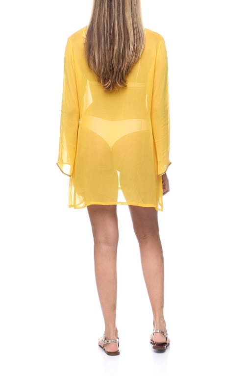 Ranee's Ranees Embellished Long Sleeve Tunic In Yellow