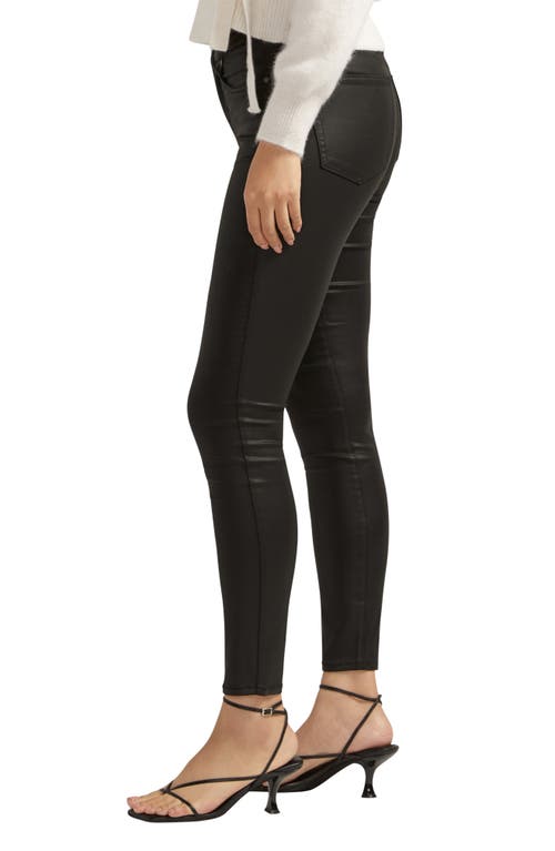 Shop Silver Jeans Co. Isbister High Waist Coated Skinny Pants In Black