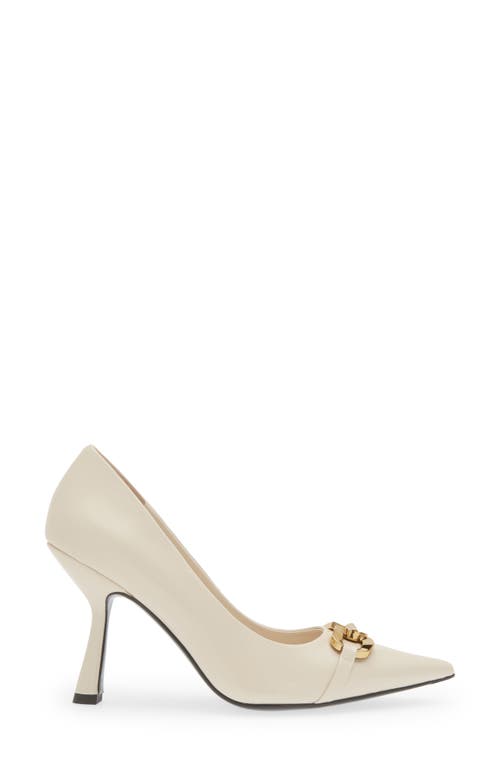 Shop Jeffrey Campbell Authority Pointed Toe Pump In Ivory Crinkle/gold