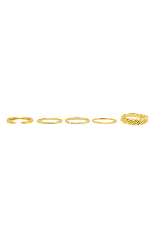 Adornia Set Of 5 Mixed Cz Stackable Rings In Gold