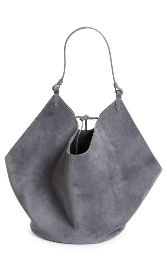 Khaite Medium Lotus Suede Tote In Slate