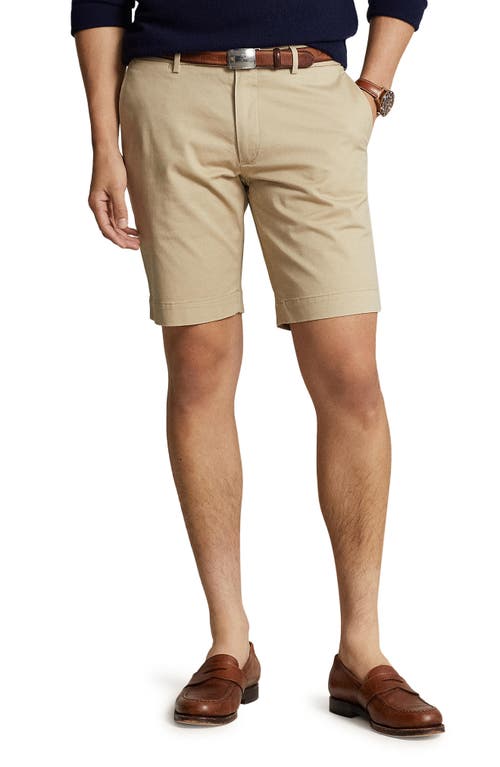 Polo Ralph Lauren Military Flat Front Stretch Cotton Chino Shorts in Classic Khaki at Nordstrom, Size 38