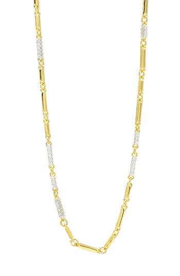 Shop Freida Rothman Radiance Cubic Zirconia Chain Necklace In Silver/gold