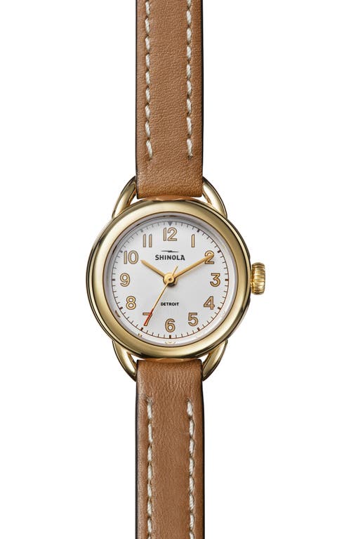 Shinola Runabout Leather Strap Watch, 25mm in Light Silver at Nordstrom