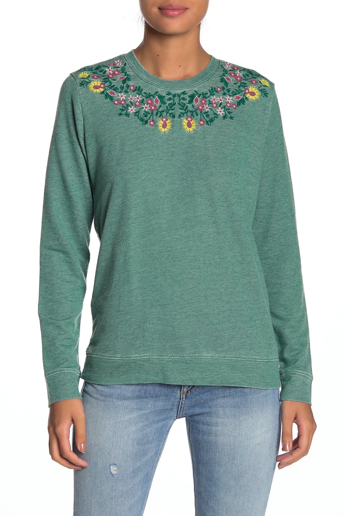 lucky brand floral embroidered sweatshirt