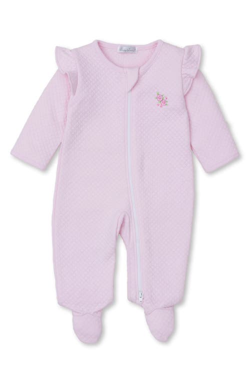 Kissy Kissy Jacquard Zip Footie In Pink