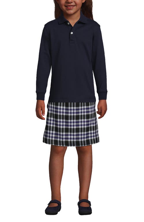 Shop Lands' End School Uniform Kids Long Sleeve Interlock Polo Shirt In Classic Navy