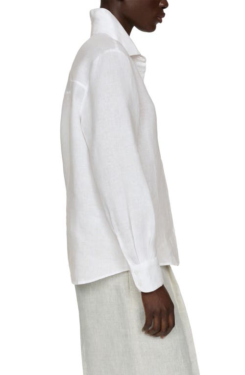 Mango Linen Button-up Shirt In Off White