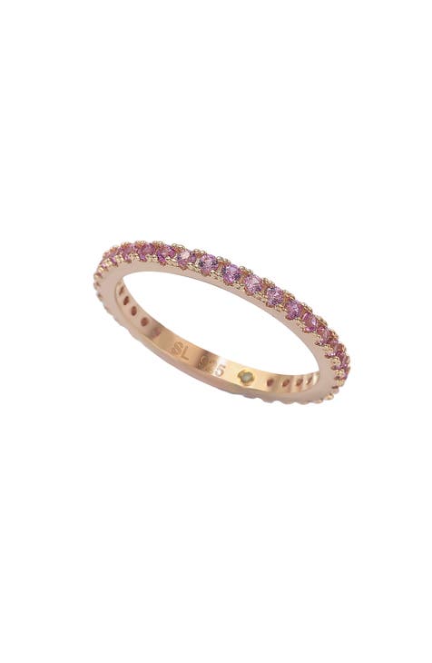 Rose Gold Plated Sterling Silver Pink Sapphire Ring