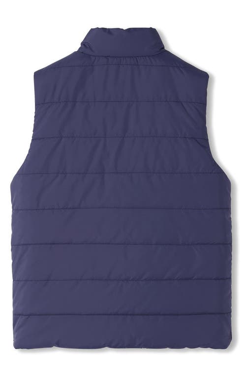 Shop Hatley Kids' Dino Fossils Quilted Reversible Vest In Patriot Blue