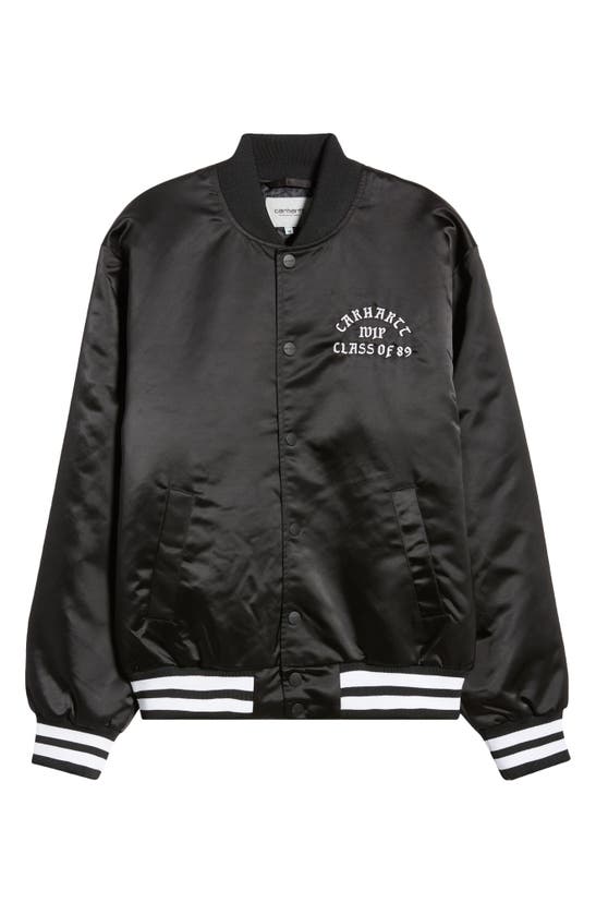Shop Carhartt Class Of '89 Satin Bomber Jacket In Black / White