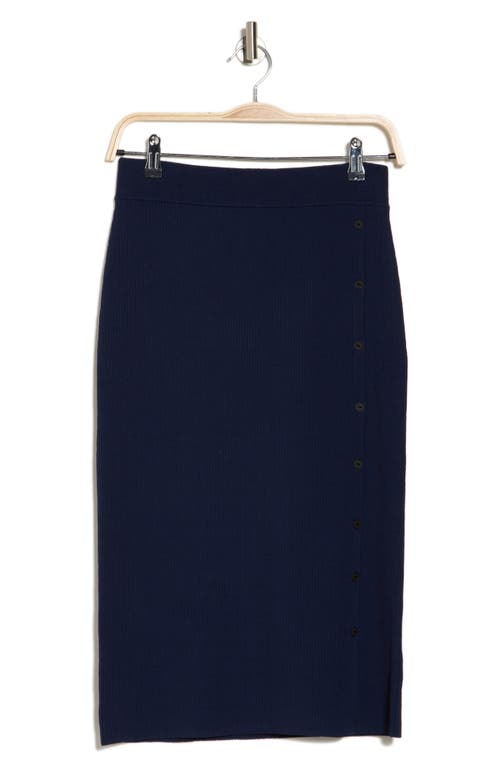 Rag & Bone Asher Side Button Rib Sweater Skirt In Navy