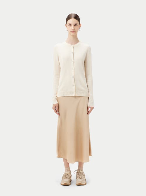 Gobi Cashmere Crew Neck Cardigan In Marshmallow