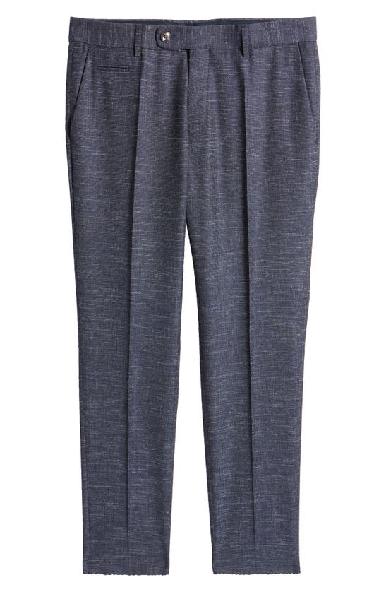 Shop Hugo Boss Boss Genius Virgin Wool Blend Flat Front Dress Pants In Dark Blue