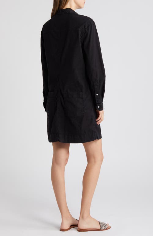 Shop Frank & Eileen Southern Ireland Long Sleeve Cotton & Linen Shirtdress In Black