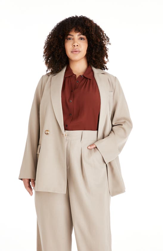 Shop Madewell Caldwell Double-breasted Blazer In Pumice