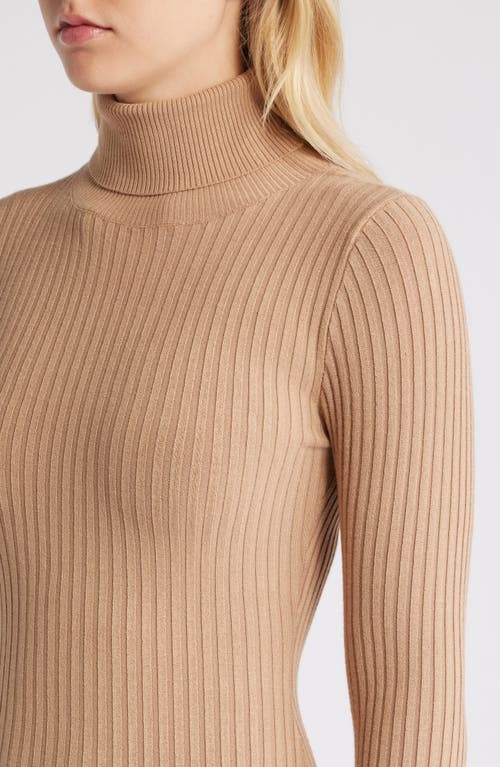 Shop Bebe Turtleneck Long Sleeve Sweater Dress In Taupe