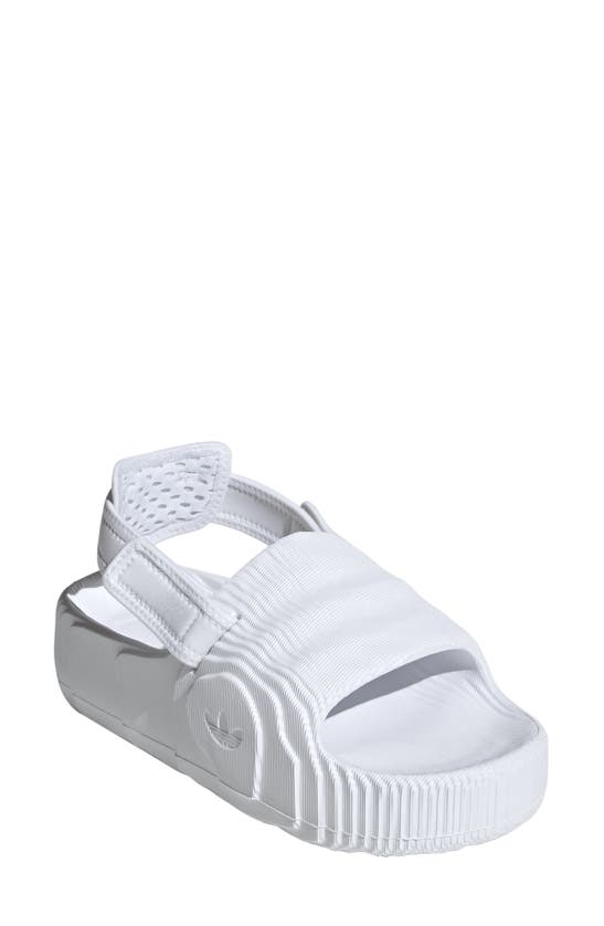 Shop Adidas Originals Adilette 22 Xlg Lifestyle Slingback Sandal In White/ White/ White