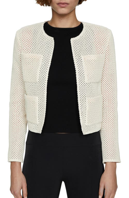 Shop Mango Openwork Cardigan In Light Beige