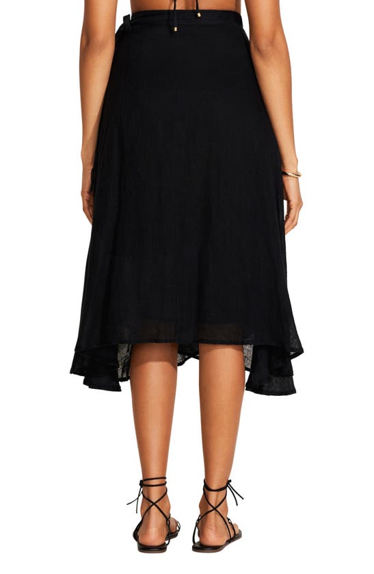 Shop Vitamin A ® Lana Linen Cover-up Wrap Midi Skirt In Black Eco Linen
