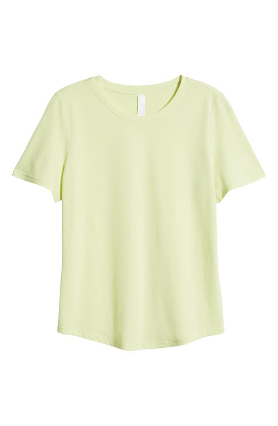 Shop Zella Motivate Perforated Crewneck T-shirt In Green Finch