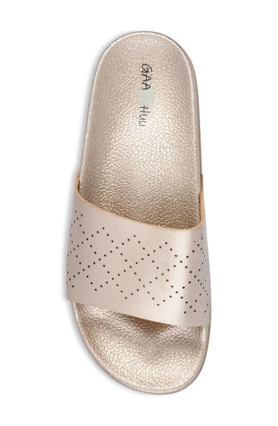 Gaahuu Perforated Slide Sandal In Gold
