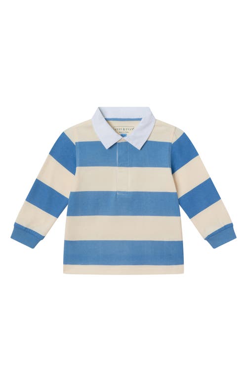 Shop Andy & Evan Stripe Rugby Shirt & Pants Set In Blue