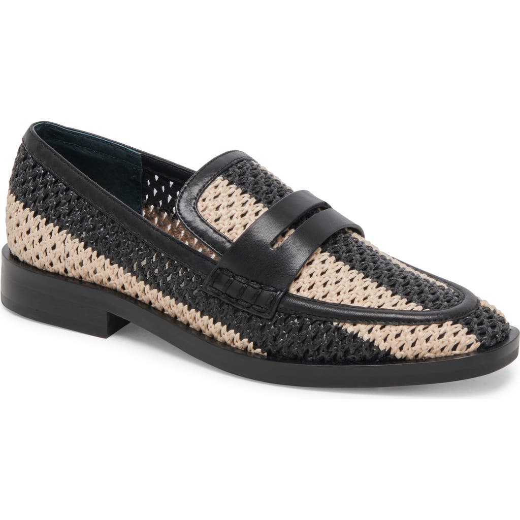 Dolce Vita Halley Woven Loafer In Black Multi Raffia