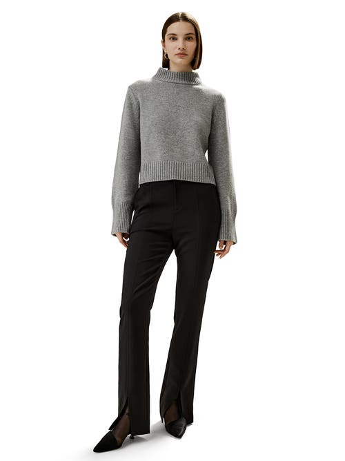 LILYSILK LILYSILK RIBBED COLLAR AND HEMLINE WOOL CASHMERE SWEATER 