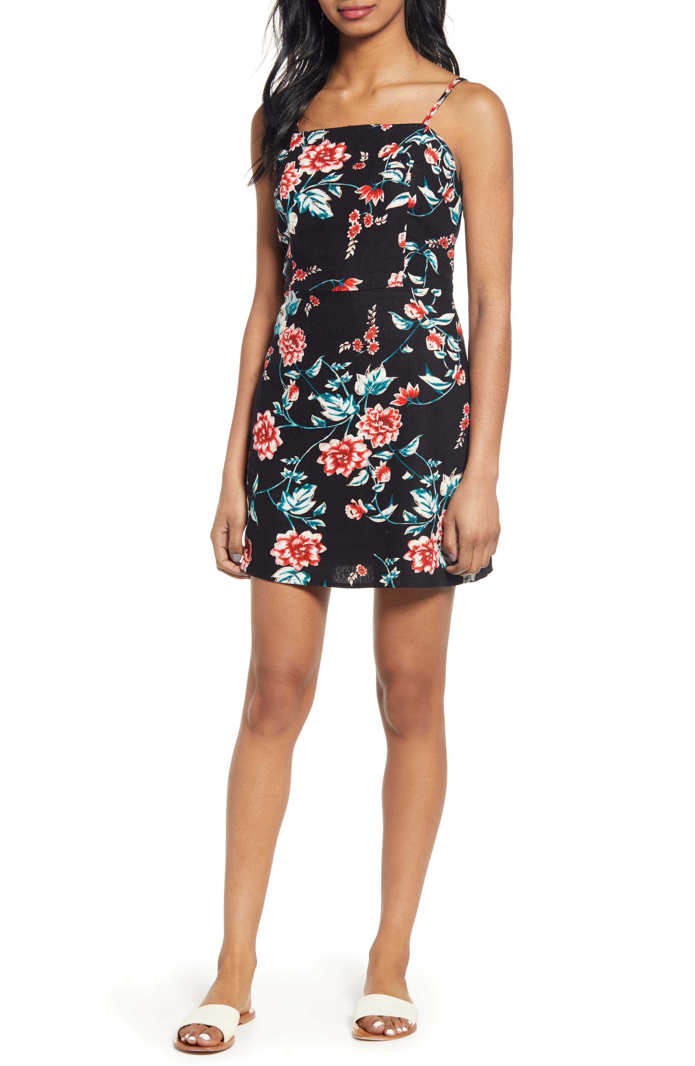 nordstrom black floral dress