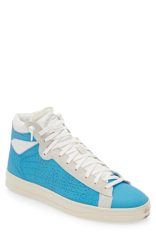 Shop P448 Taylor Croc Embossed High Top Sneaker In Blues