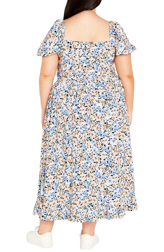 Shop City Chic Emilee Floral Smocked Maxi Dress In Peach Petal