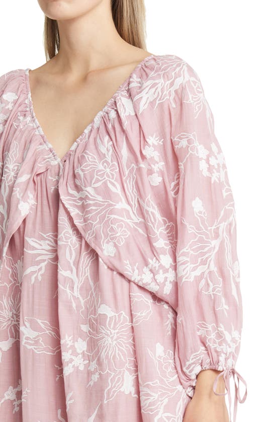 Btfl-life Cheryl Floral Long Sleeve Babydoll Minidress In Pink