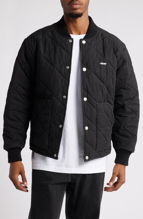 Shop Obey Devon Quilted Bomber Jacket In Digital Black