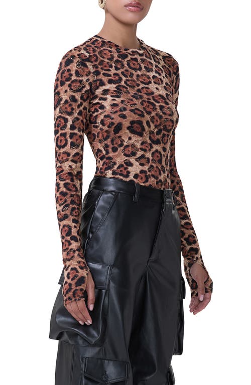 Shop Afrm Kaylee Print Lace Top In Cocoa Leopard