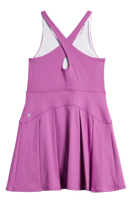 Shop Zella Girl Kids' Pleat Flutter Dress In Purple Iris