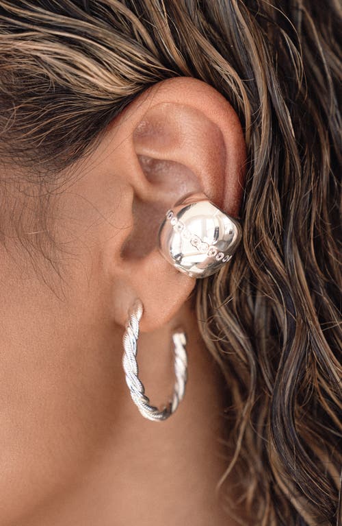 Shop Ettika Center Cubic Zirconia Line Single Chunky Ear Cuff In Silver