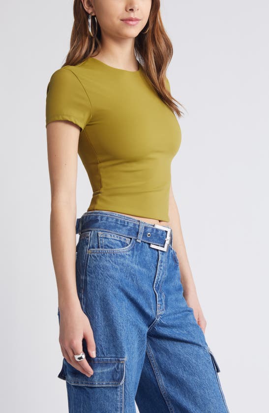 Shop Open Edit Smooth Edit Short Sleeve Top In Olive Eyes