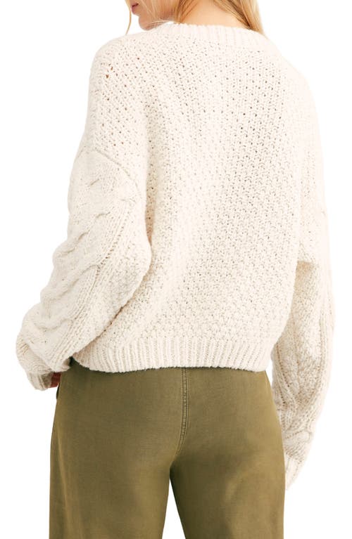 Shop Free People Bonfire Cable Knit Cardigan In Cream