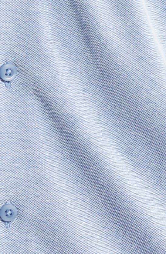 Shop Johnston & Murphy Bird's Eye Short Sleeve Knit Button-up Shirt In Blue