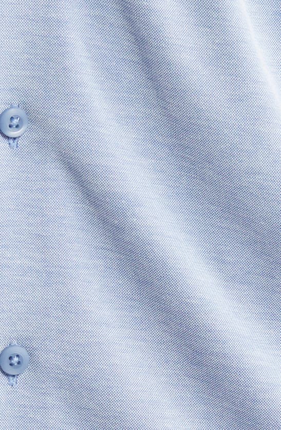 Johnston & Murphy Bird's Eye Short Sleeve Knit Button-up Shirt In Blue