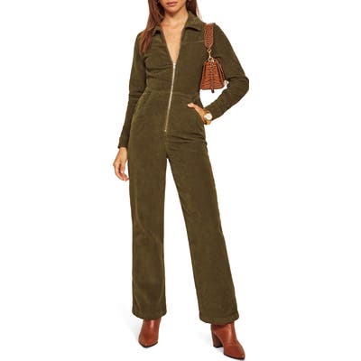 Reformation Aaron Corduroy Jumpsuit, Green