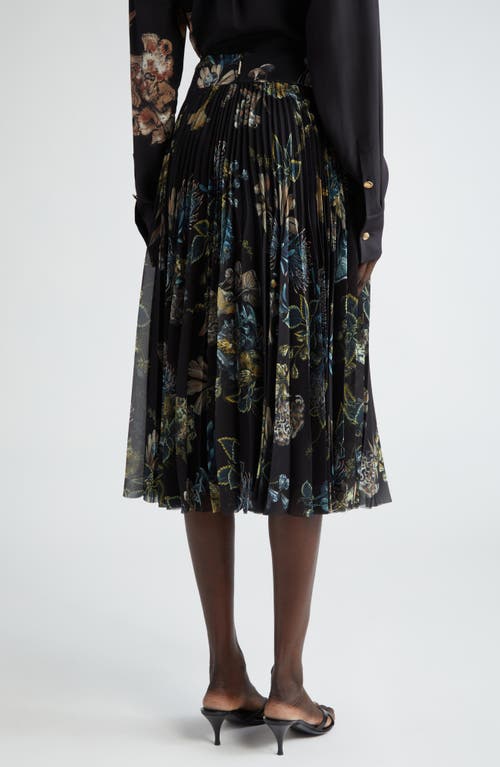 Shop Jason Wu Collection Forest Print Pleated Chiffon Skirt In Black/multi