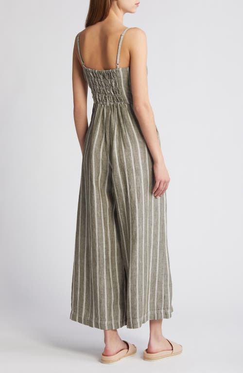Madewell Sleeveless Wide Leg Linen Jumpsuit In Desert Olive