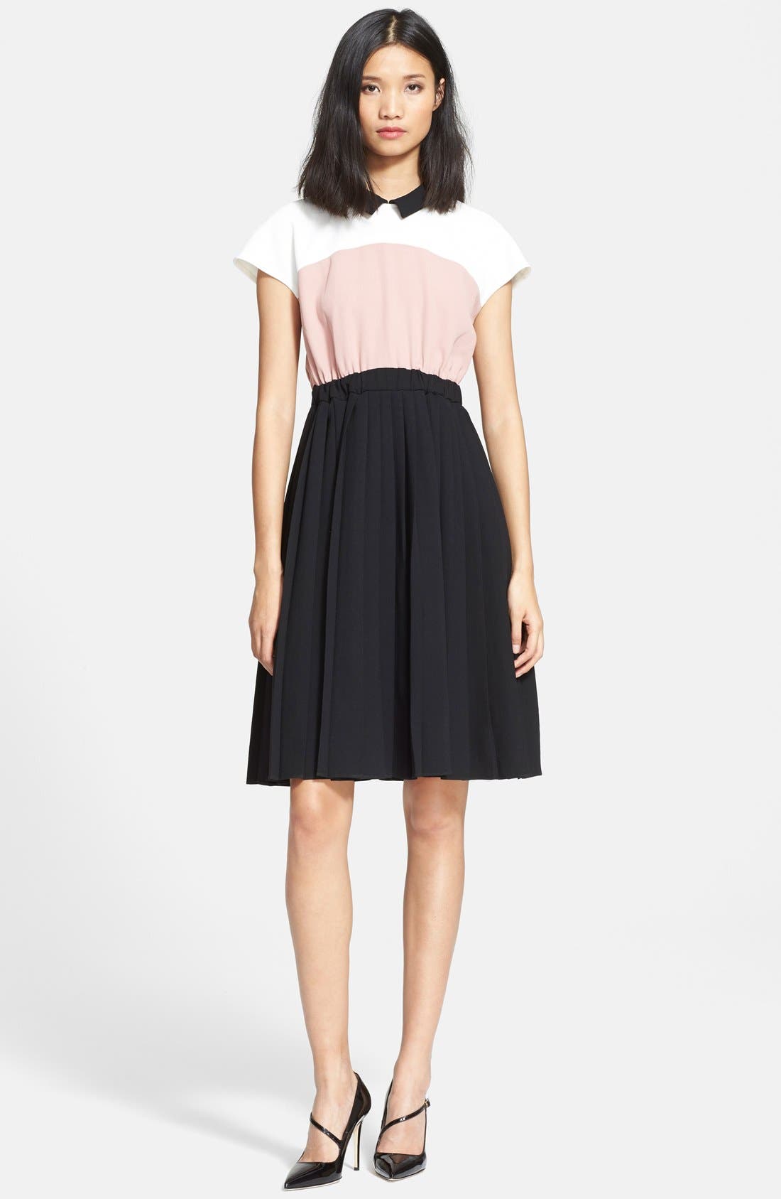 kate spade new york colorblock crepe pleated dress Nordstrom