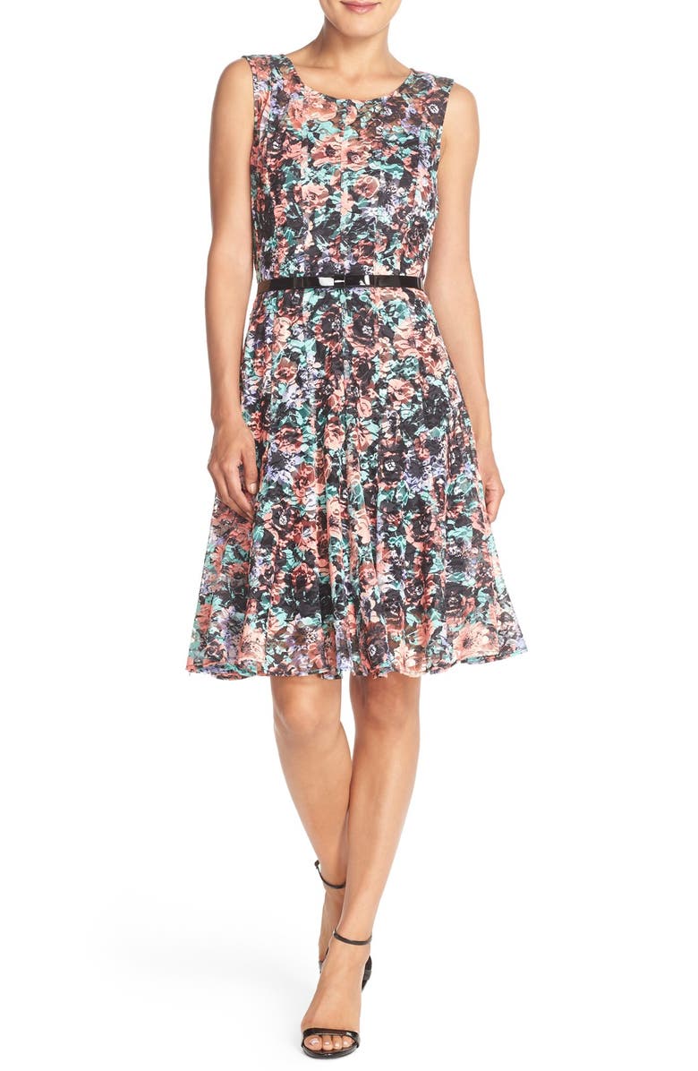 Chetta B Print Lace Fit & Flare Dress | Nordstrom
