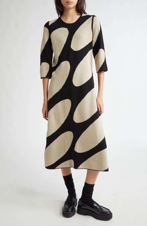 Shop Marimekko Putrido Linssi Wool Blend Sweater Dress In Black Beige